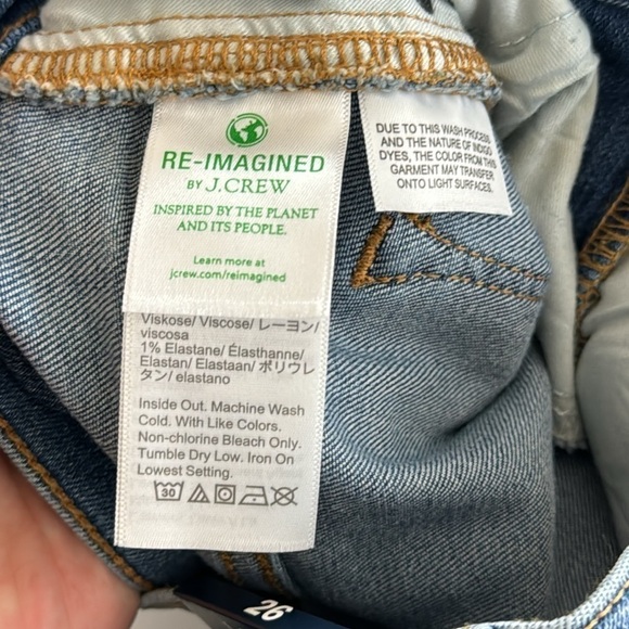J. Crew 10" High Rise Skinny Stretch Jean Women's 26 Blue Inseam 27" Raw Hem NWT - Picture 10 of 13